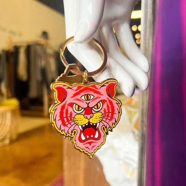 Naked Eye Studio Tough Tiger Gold Plated Hard Enamel Keychain