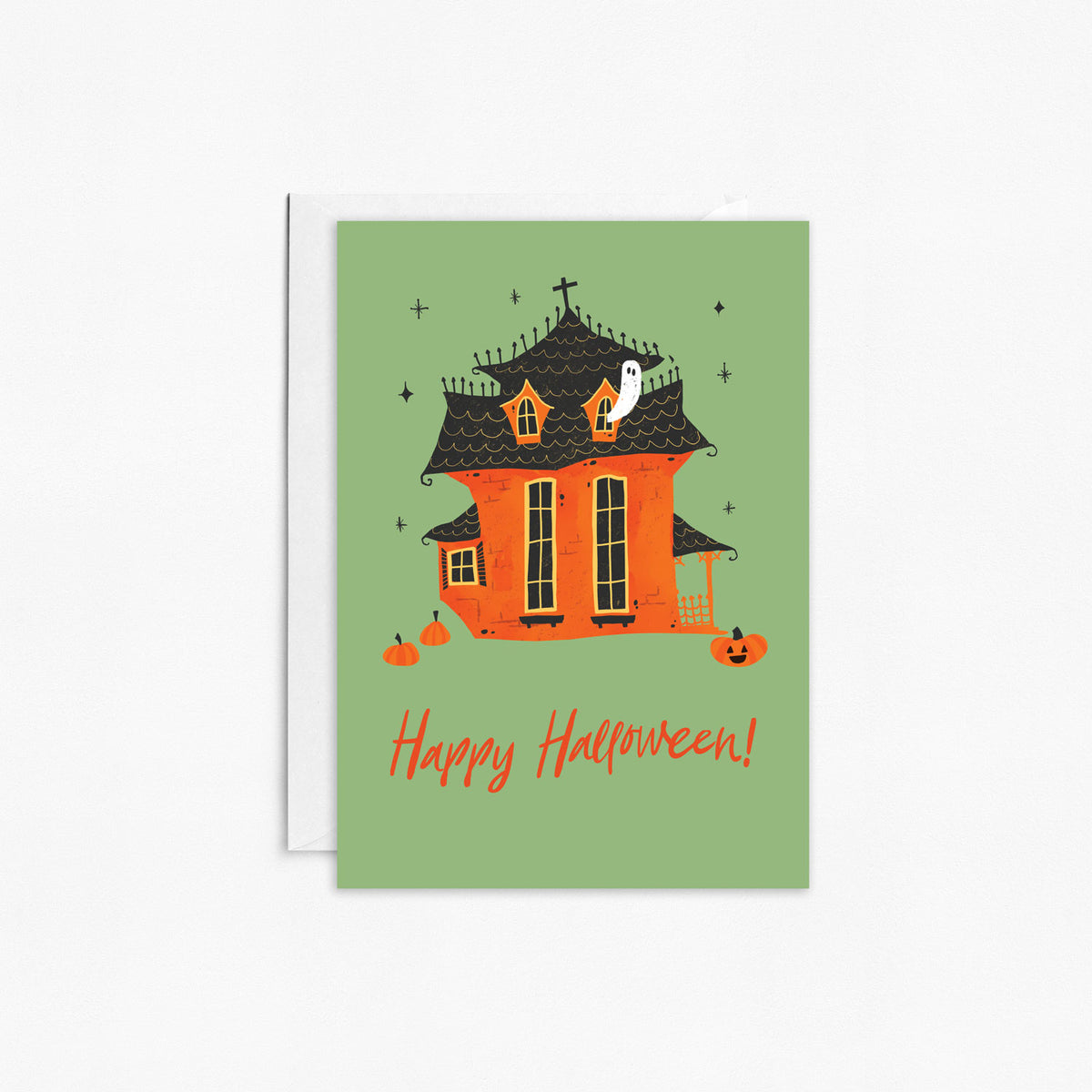 Happy Halloween Haunted House Greeting Card