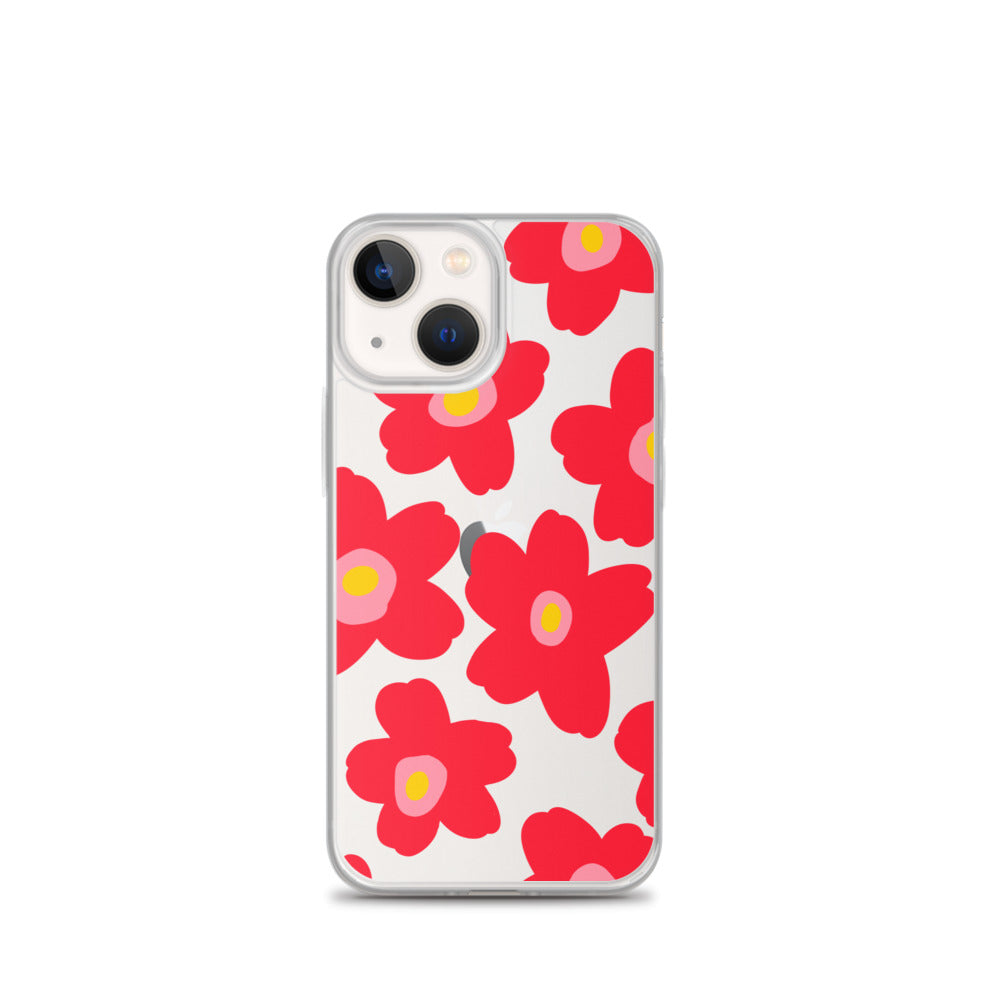 Pop of Spring Red Flowers Transparent iPhone Case