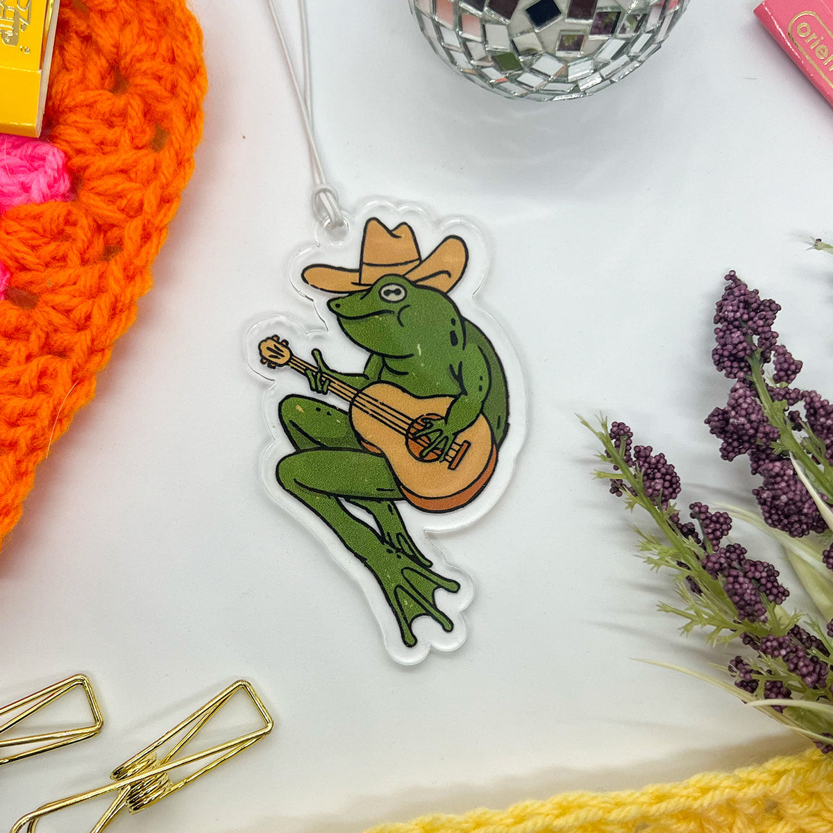 Cowboy Frog Rearview Mirror Car Charm