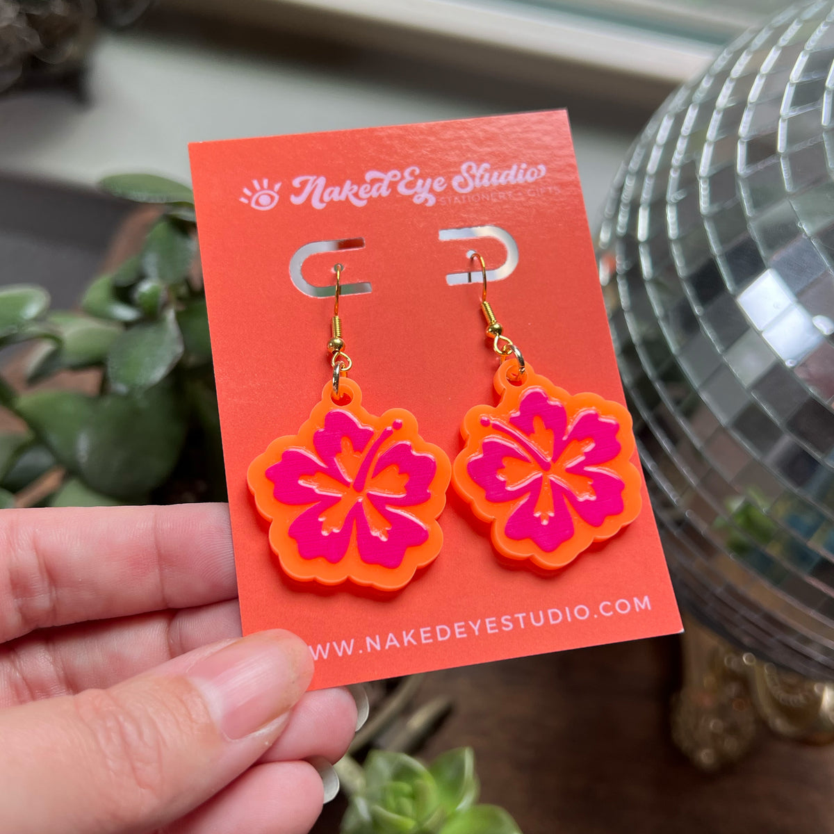 Neon Hibiscus Dream Acrylic Earrings