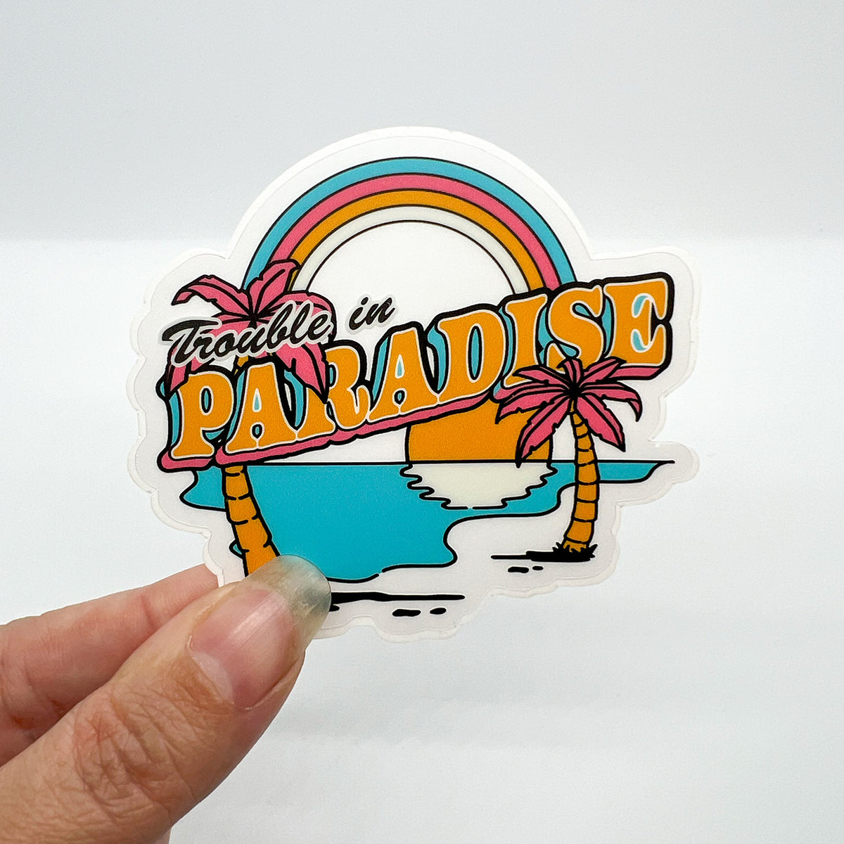Trouble in Paradise Clear Vinyl Sticker