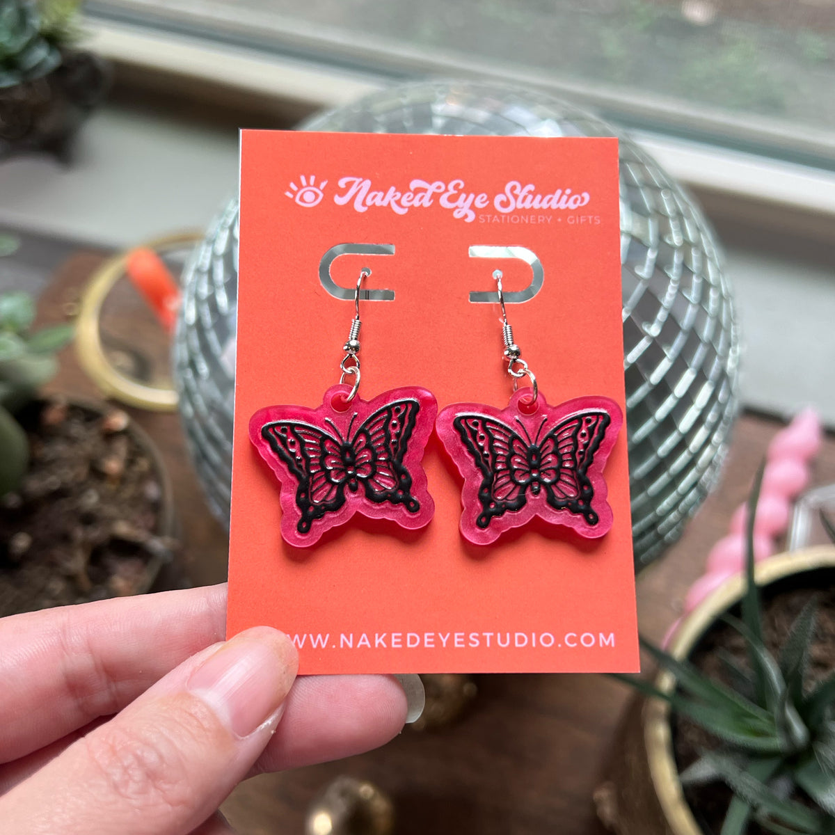 Retro Ink Butterfly Acrylic Earrings