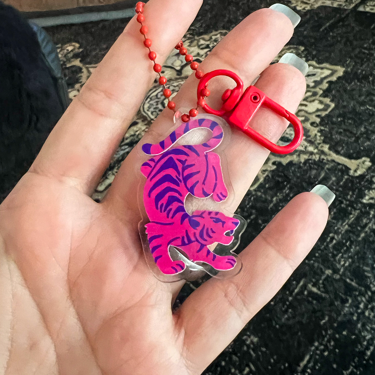 Red Tiger Acrylic Key Ring Charm