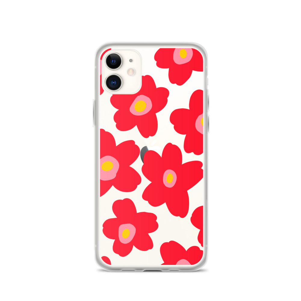 Pop of Spring Red Flowers Transparent iPhone Case - Naked Eye Studio Pop of Spring Red Flowers Transparent iPhone Case - Naked Eye Studio