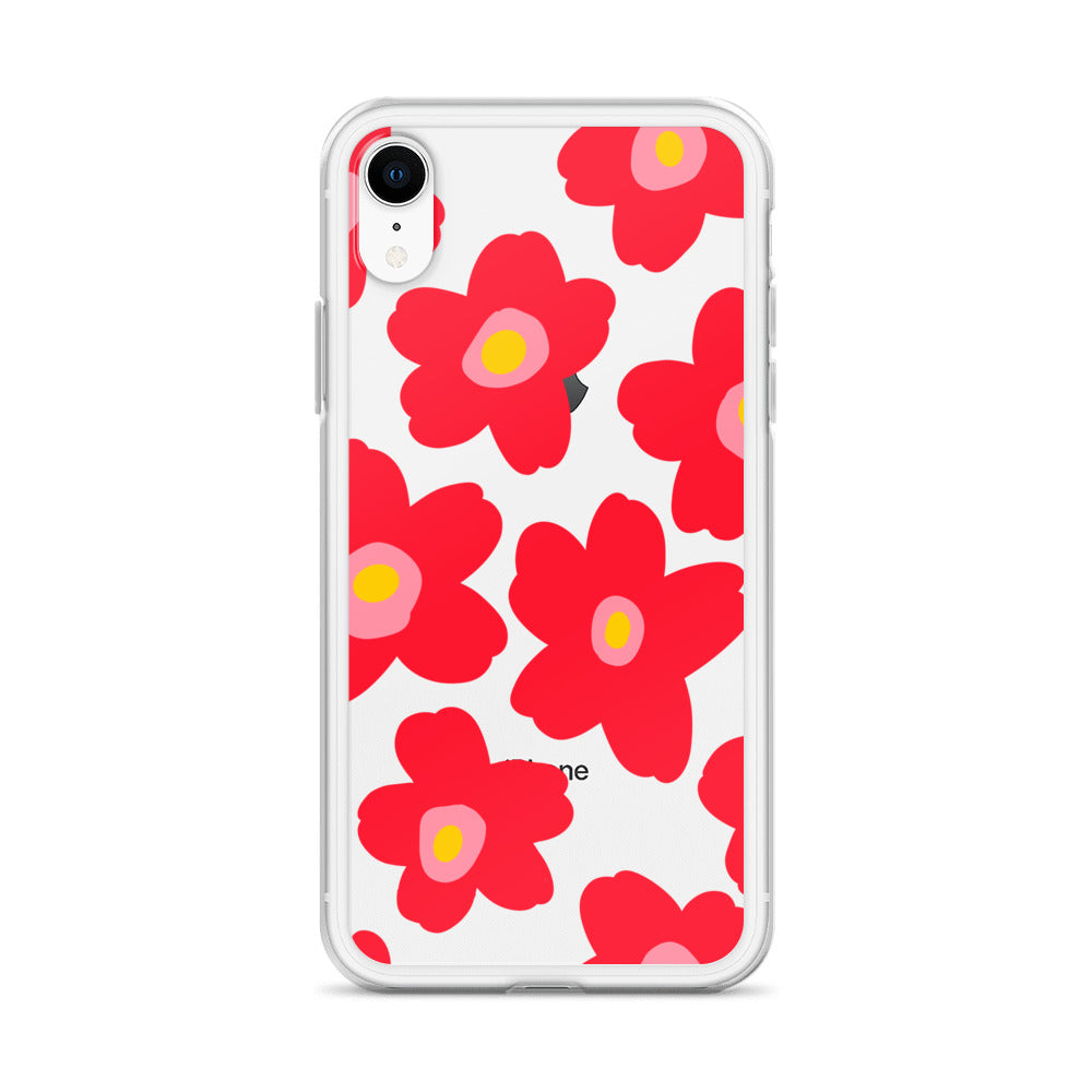 Pop of Spring Red Flowers Transparent iPhone Case